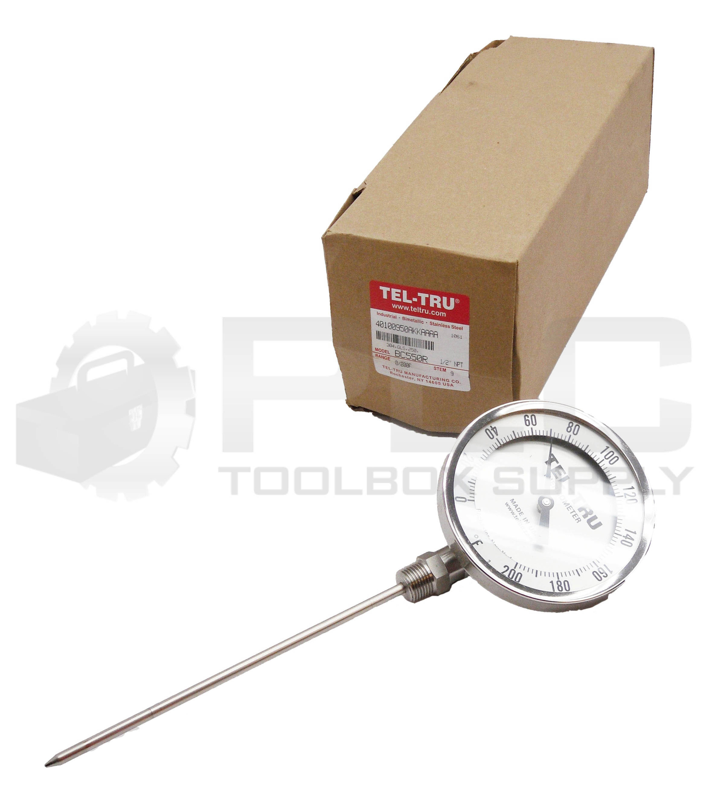 NEW TEL-TRU BC550R BIMETALLIC THERMOMETER 0-200DEG F 1/2″NPT