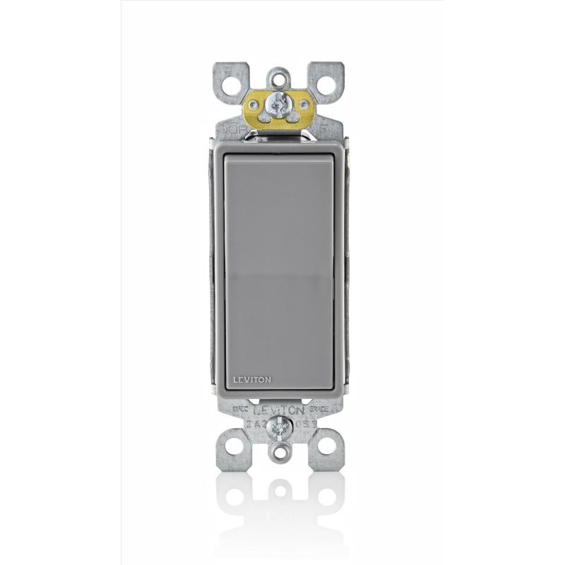 Leviton R67-5603-2GS 15A 120/277V Gray Thermoplastic Decora Rocker 3-Way Switch