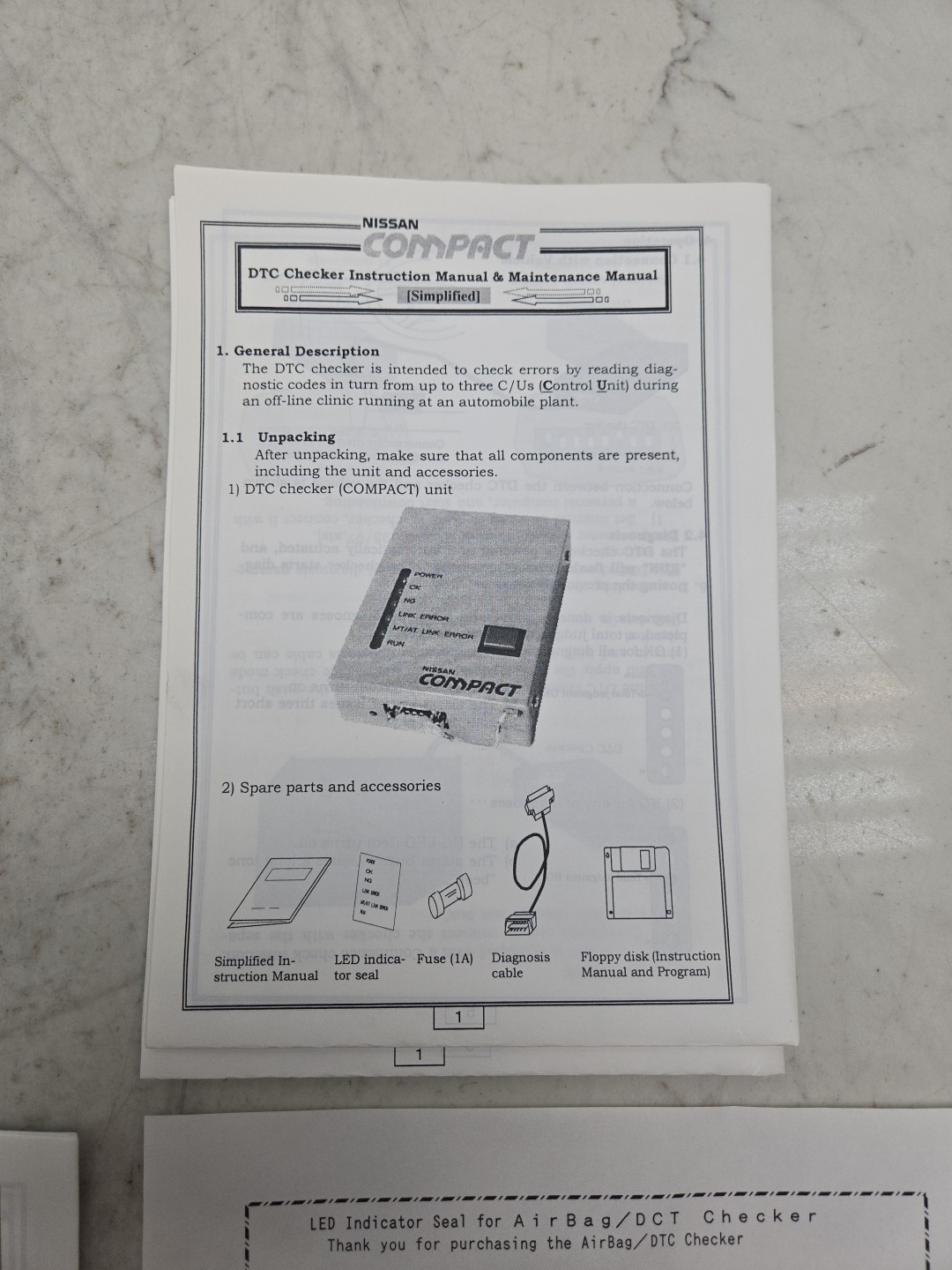 Nissan Compact Airbag DCT Checker New See Pictures