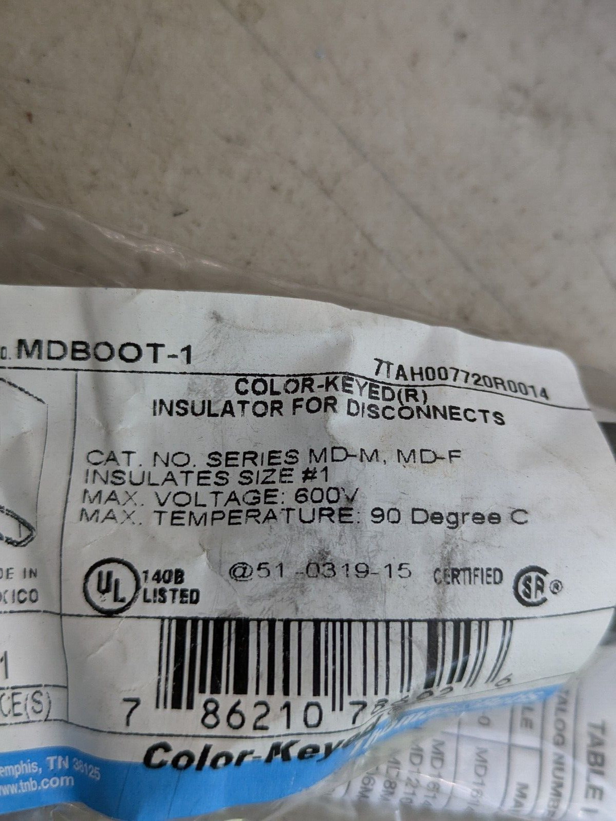 Lot of 8 Thomas & Betts MDBOOT-1 Color-Keyed Insulator Boot