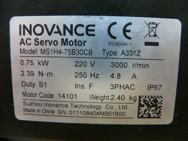 Inovance Ms1h4-75B30cb, Gpb080-5-P2/19-70-90-M6-80 Ac Servo Motor
