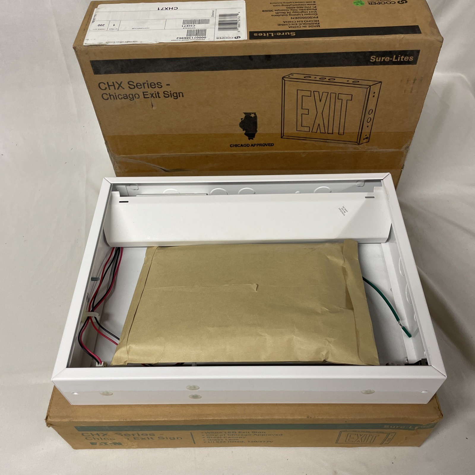 TWO SURE-LITES CHX71 LED EMERGENCY INTEGRATED EXIT SIGN