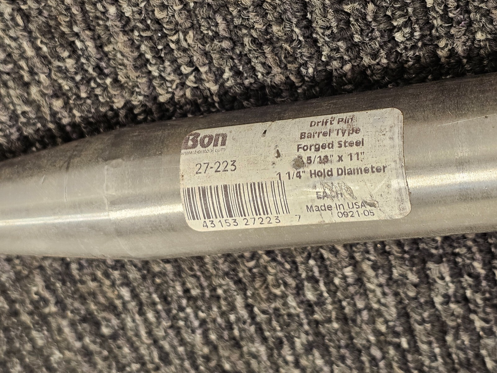 Bon 27-223 Drift Pin Barrel Type Forged Steel 1 5/16 x 11 Specialty Tool
