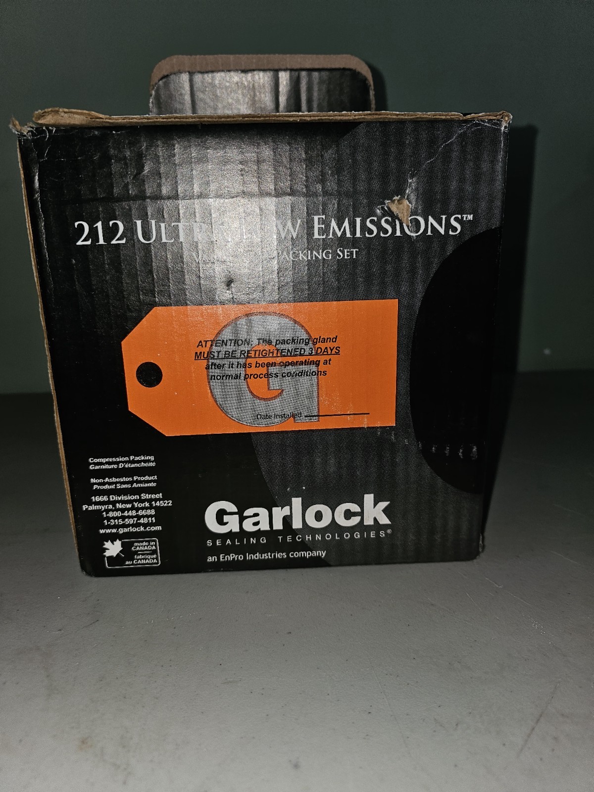 GARLOCK 212 Ultra Low Emissions, 212-ULE, 40212-2016 Size In 1/4″ 5 Lbs NEW
