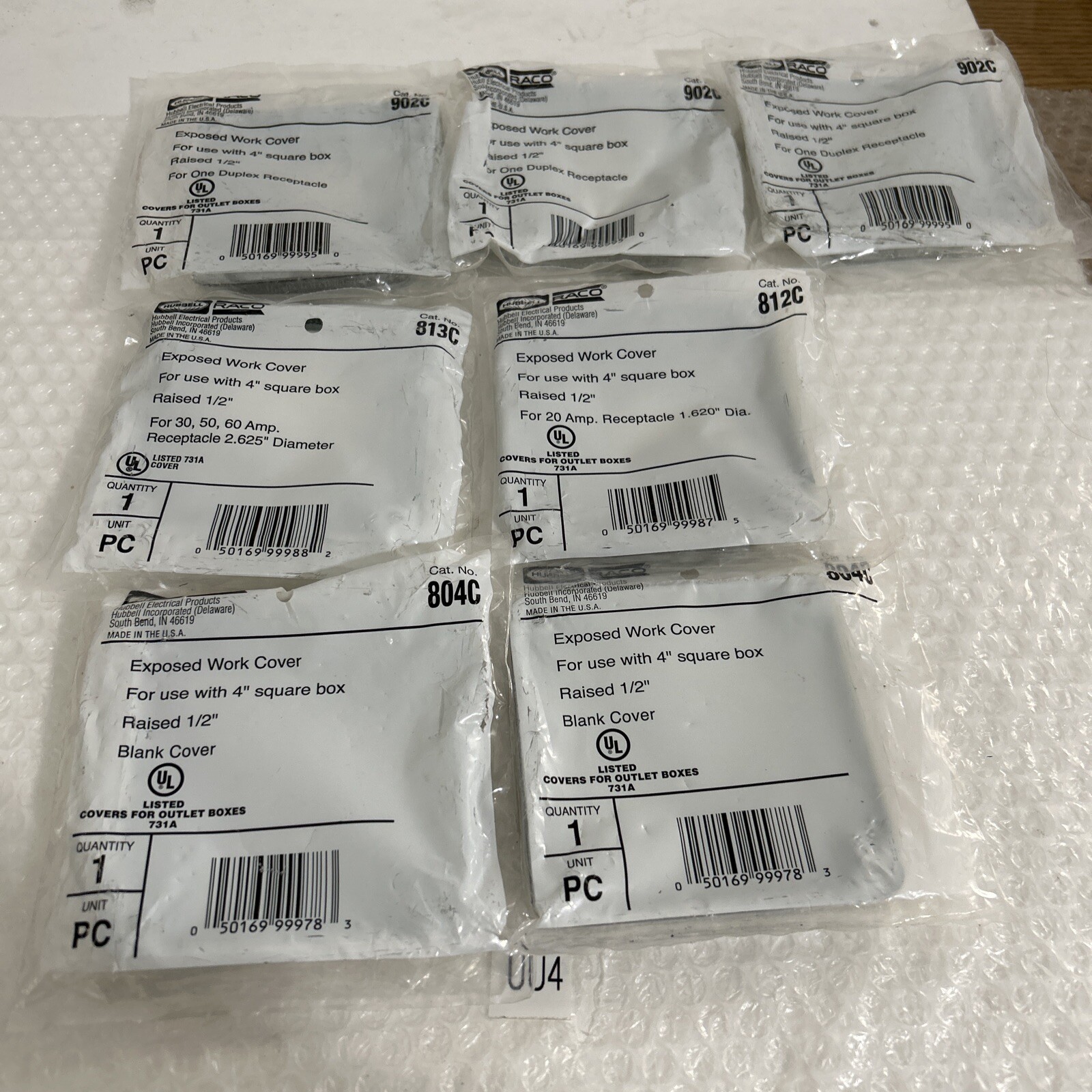 NEW Assortment of HUBBELL 4″Sqr Covers 3-902C,2-804C,1-812C,1-813C 7 Total