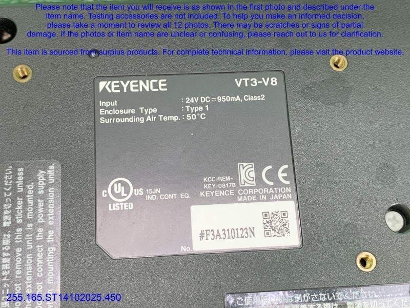 KEYENCE VT3-V8 Color Touch Panel HMI as in photos, sn:123N, DHL.