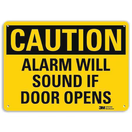 Lyle U4-1045-Ra_10X7 Caution, Alarm Will Sound If Door Opens, 7 In X 10 In,