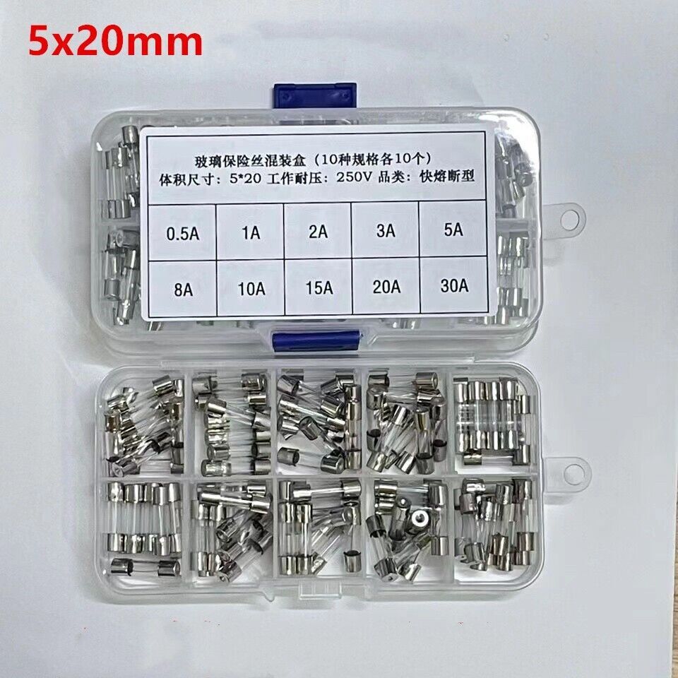5x20mm Quick Blow Glass Tube Fuse Assorted Kits Fast-blow Glass Fuses Set 0.5-30