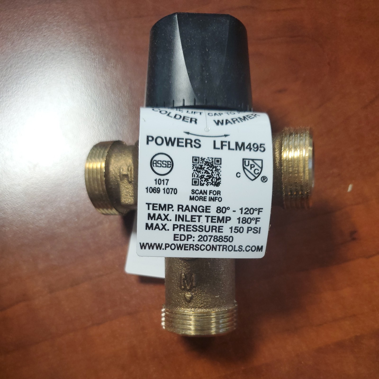 Watts Powers 6550030 LFLM495-1 Union NPT 1/2″ 80-120 degree tempering valve