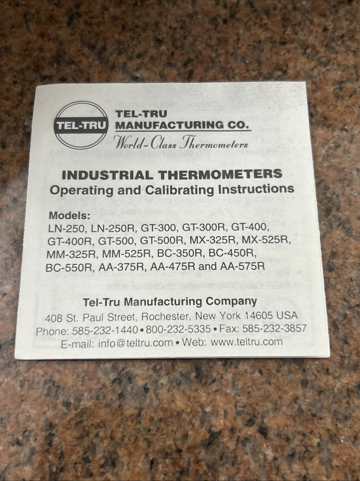 TEL TRU Industrial S/S Thermometer AA475R 1/2” NPT Fast Shipping + Warranty