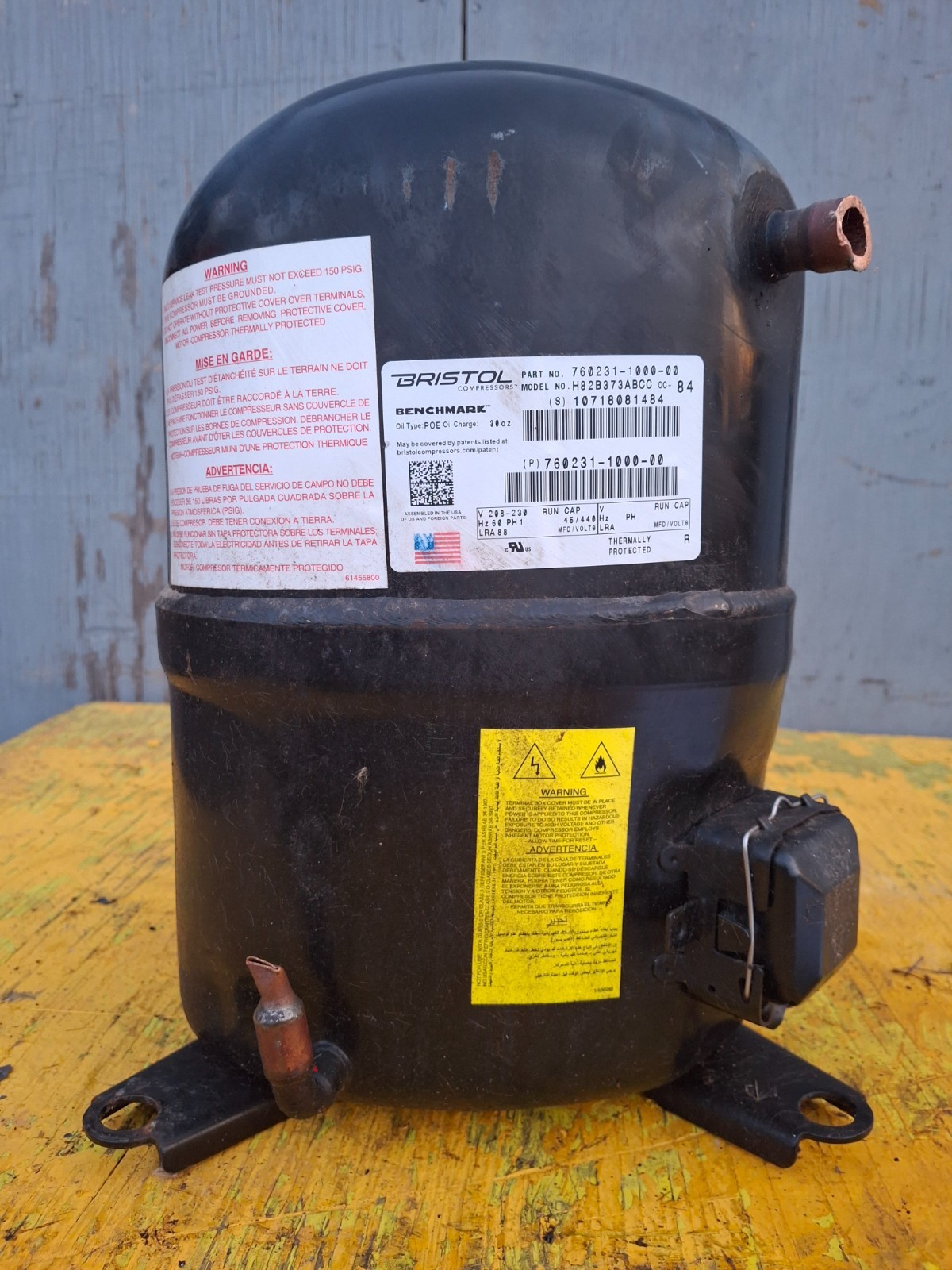Bristol H82B373ABCC SP 440v Ton Aircon Rotary Reciprocating Compressor