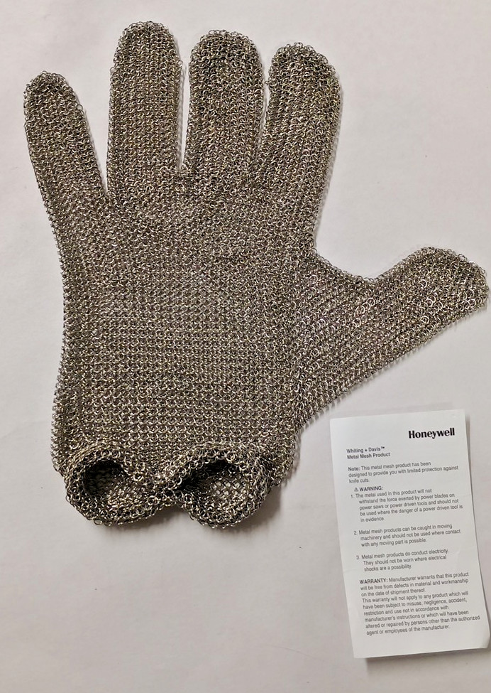 Whiting+Davis #5902 M S.S. Metal Mesh Cut Resistant W/Elastic Cuff