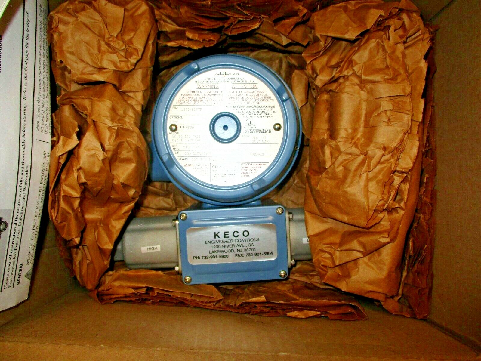 New UE United Electric J120K-S157B Differential Pressure Switch