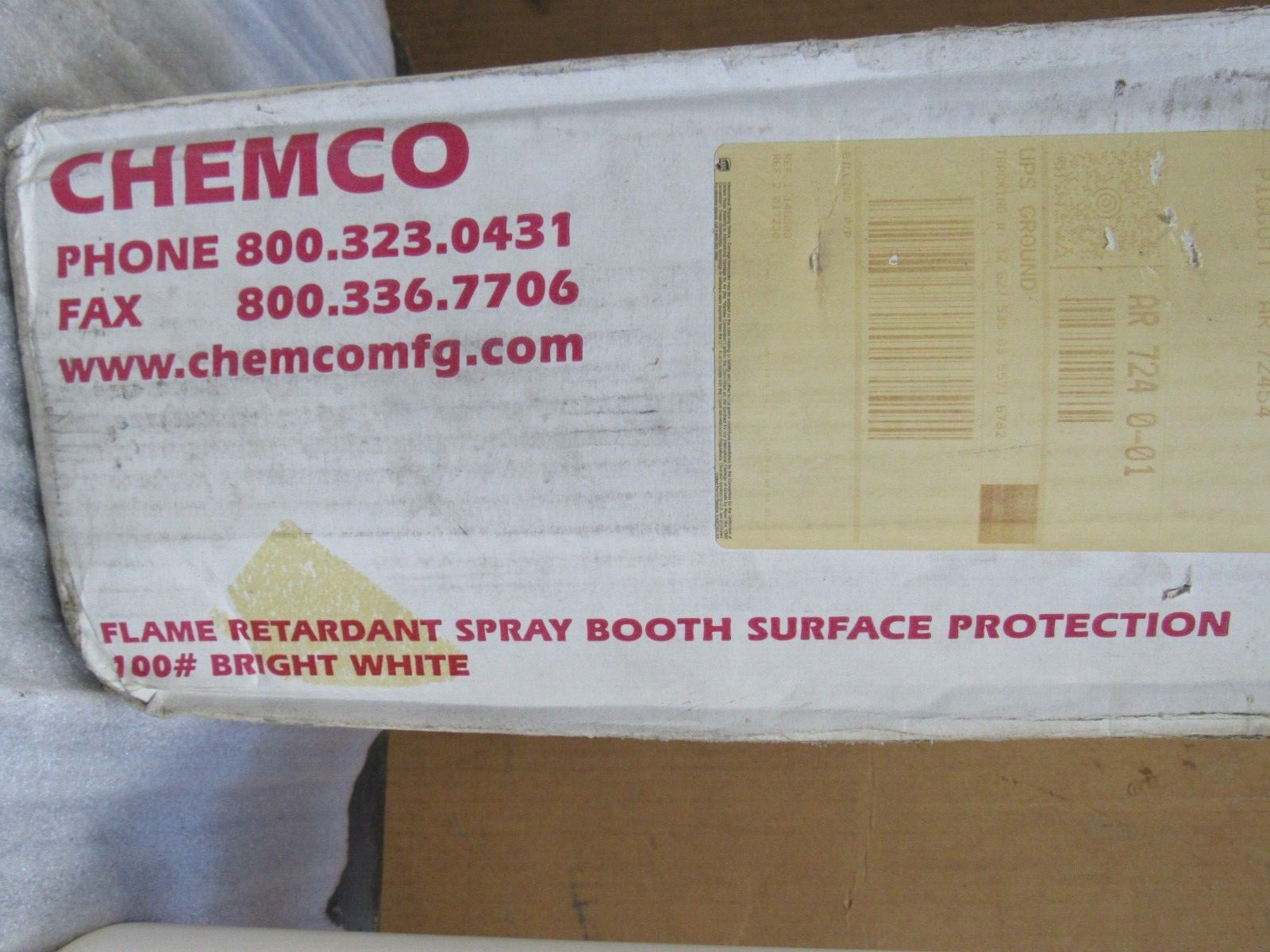 CHEMCO FLAME RETARDANT SPRAY BOOTH SURFACE PROTECTION PAPER 100# 36″ X 295′