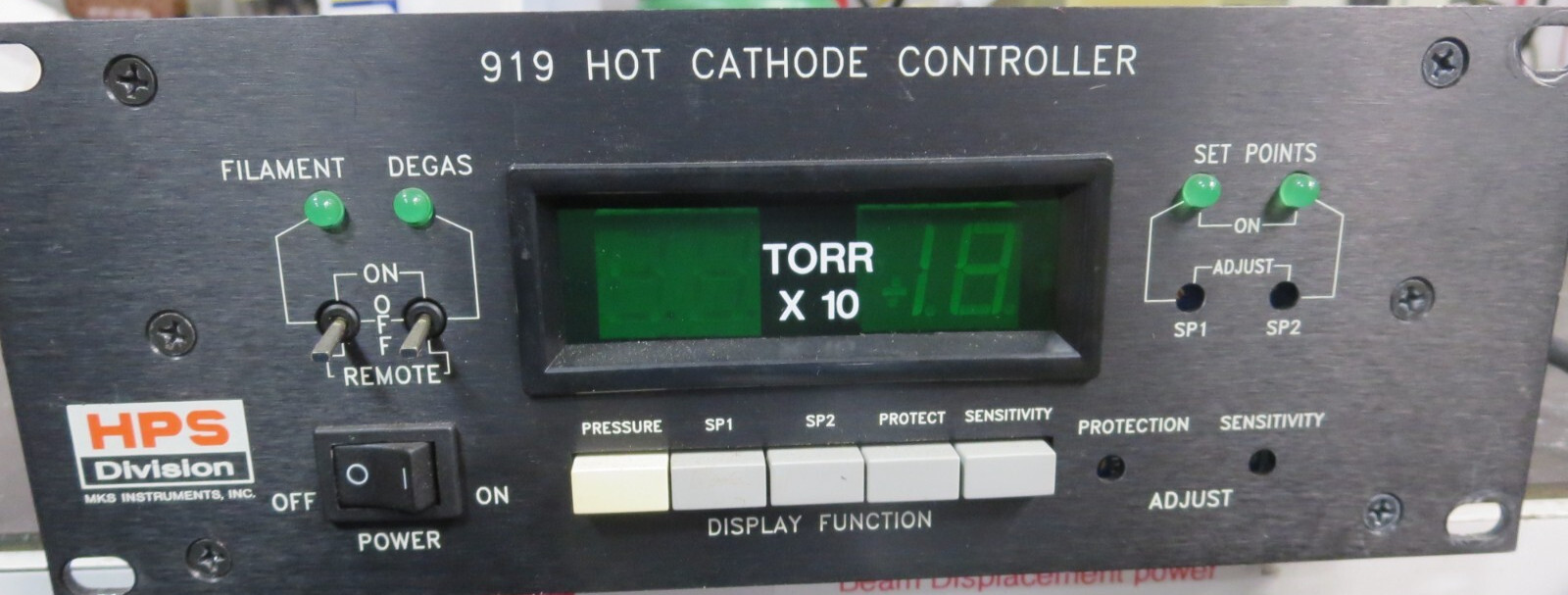 MKS Instruments (HPS Division) 919 Hot Cathode Controller 120V/50-60HZ Used