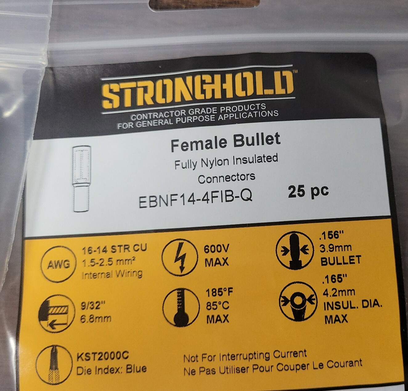 (2 PKGS OF 25) STRONGHOLD EBNF14-4FIm-Q MALE AND FEMALE