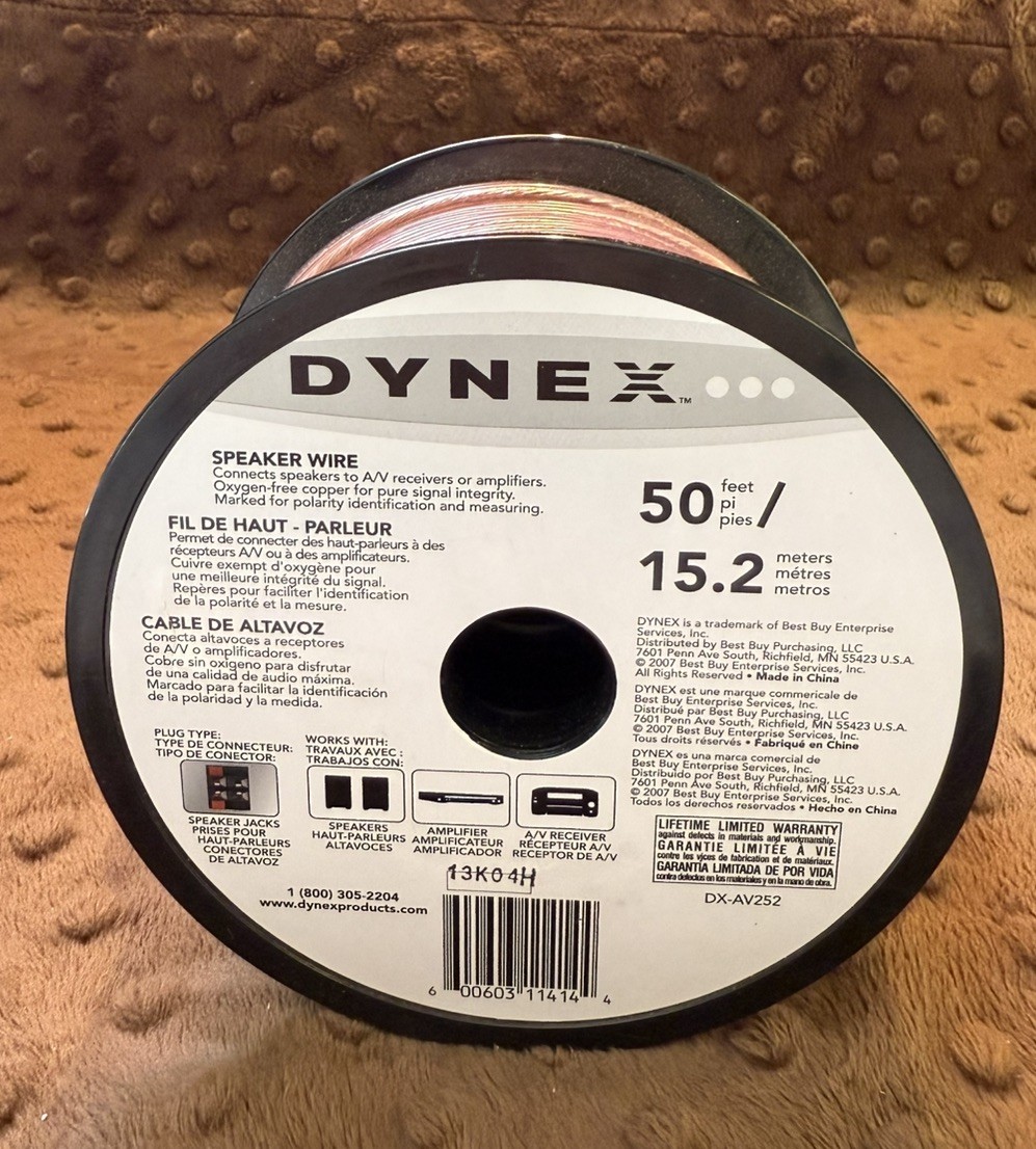 New Dynex 18 Gauge Speaker Wire Audio 50 feet ft
