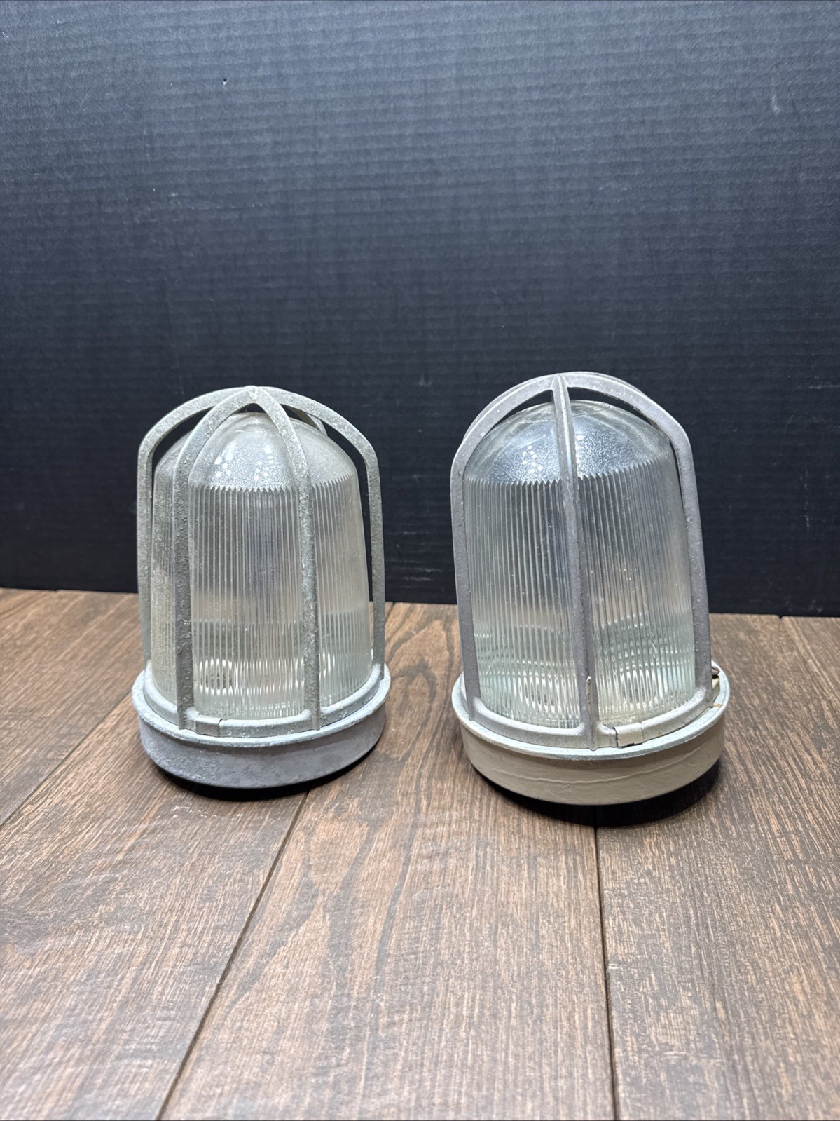 UNBRANDED INDUSTRIAL EXPLOSION PROOF CAGED RIBBED GLOBE LIGHTS Lot Of 2