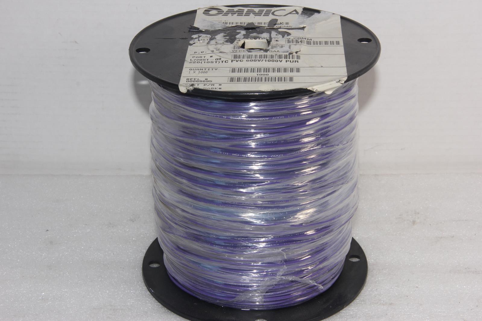 OMNI CABLE L720ST-09 1000-FT 20AWG 10-Strand PVC 600V/1000V Purple Hook-up Wire