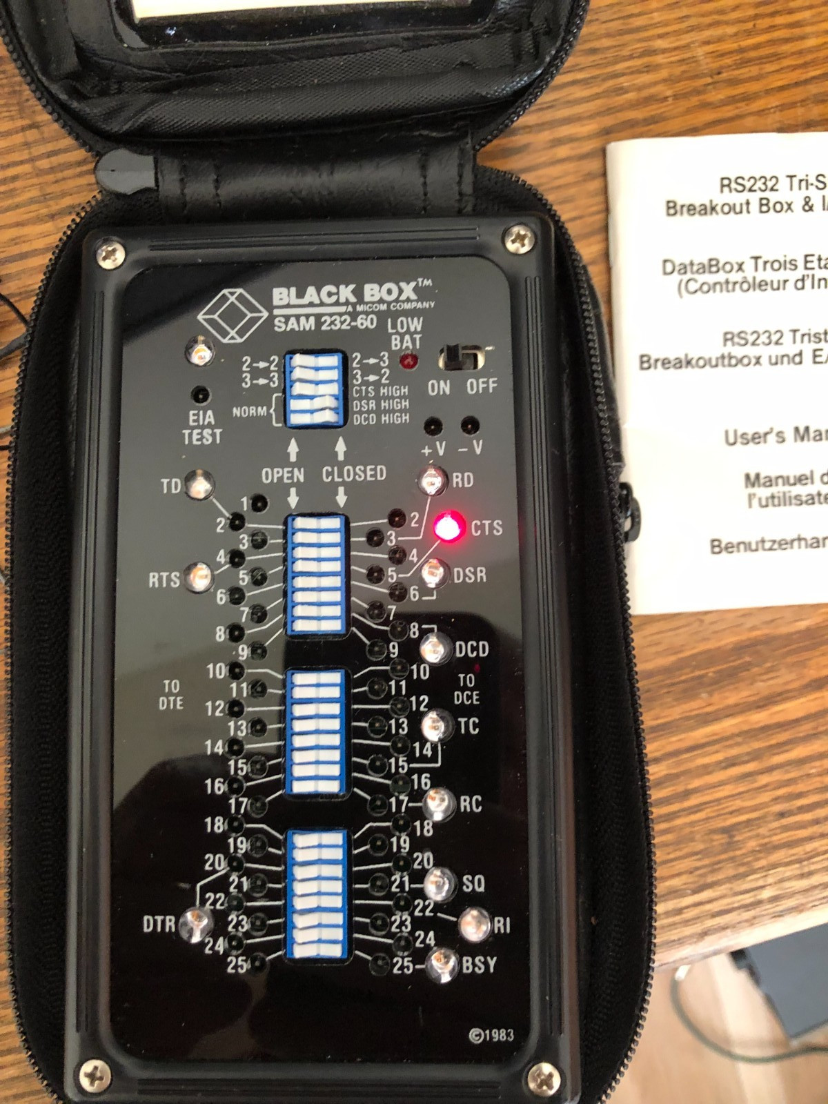 Working BLACK BOX SAM 232-60 BREAKOUT BOX RS232 I/O Tester.