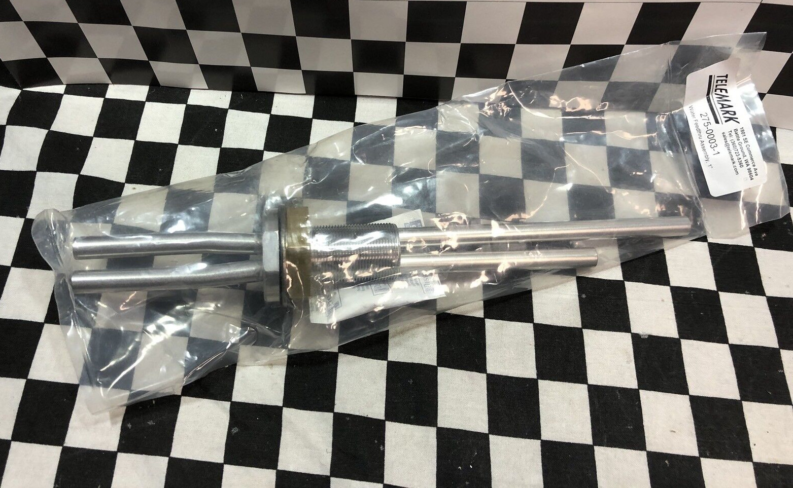 TELEMRK 1″ Dual 3/8″ water feedthrough, 275-0003-1, SHIPSAMEDAY#Box 16 “P5”