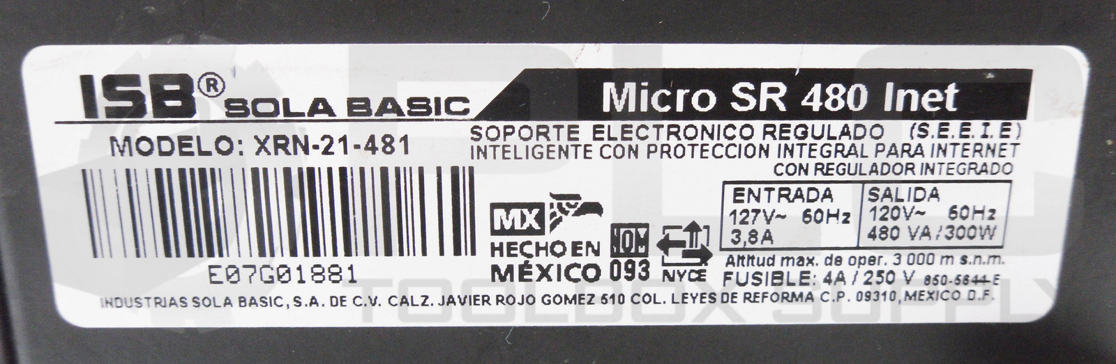 SOLA BASIC XRN-21-481 NO BREAK BASIC MICRO SR INET127V 50HZ 3.8A