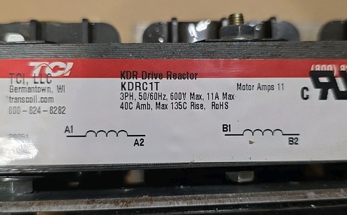 TCI-Transcoil KDRC1T KDR Drive REACTOR 3ph 480 Volts, 7.5 HP, 11 Amps