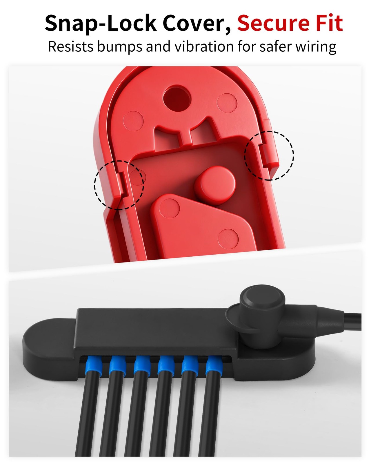Avelis Bus Bar 12V 150A Power Distribution Block, 1/4 in Stud Red & Black