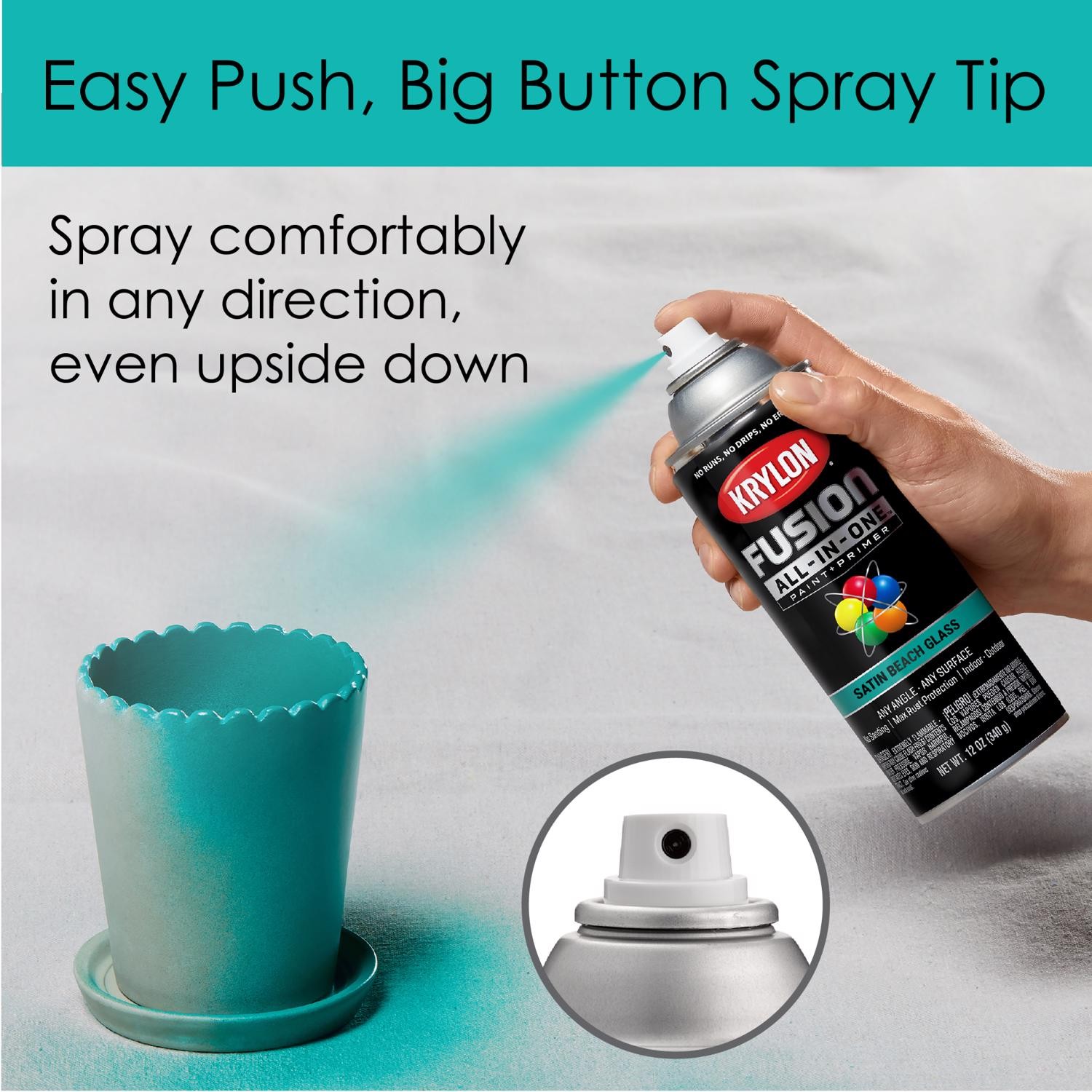 Krylon K02731007 Satin Beach Glass Fusion All-in-1 Spray Paint 12oz. (Pack of 6)