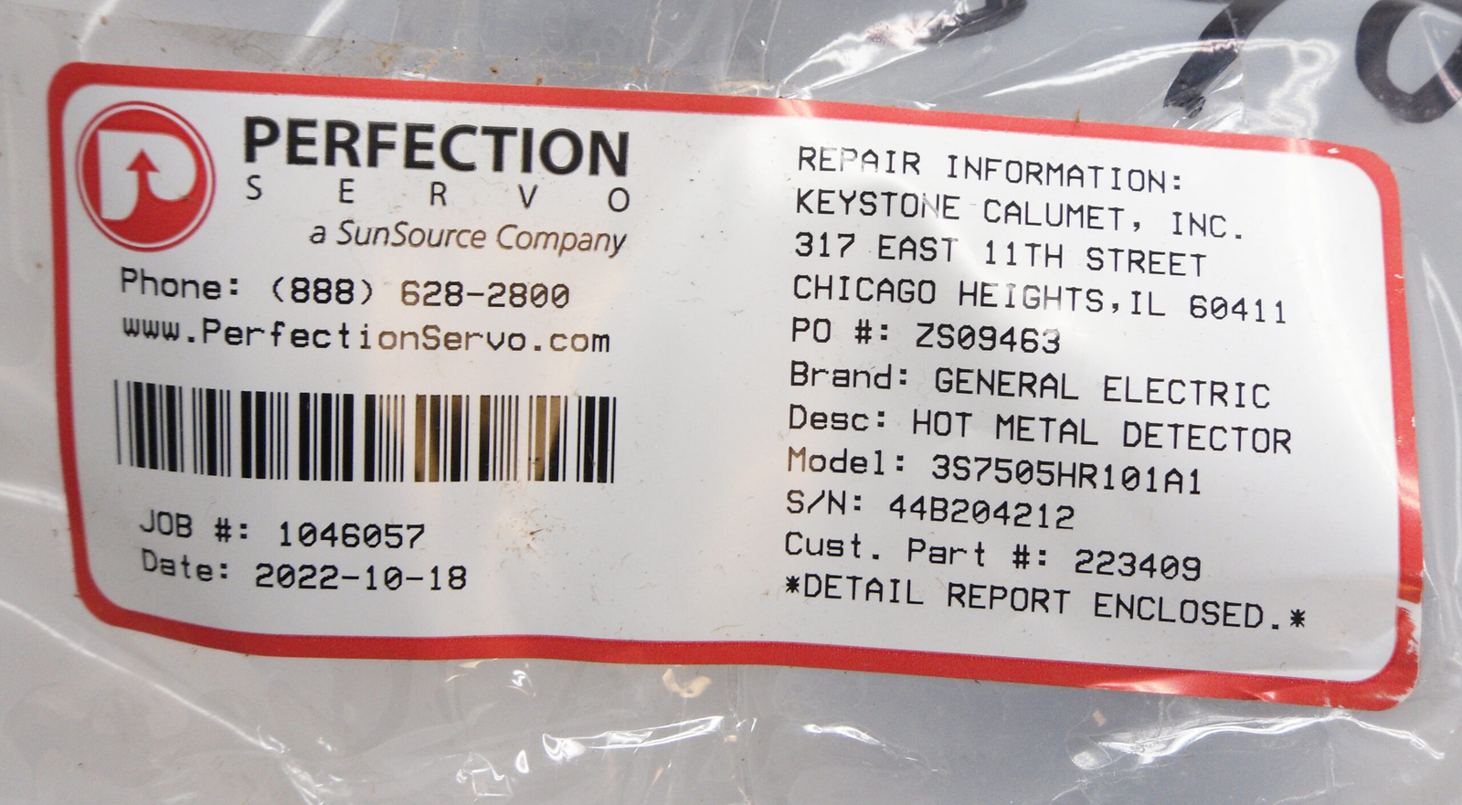 REPAIRED GENERAL ELECTRIC 3S7505HR101A1 HOT METAL DETECTOR