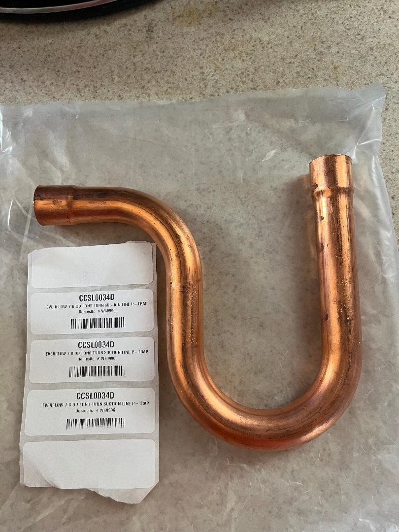 Copper P-Trap, 7/8 OD (C x C) Suction Line