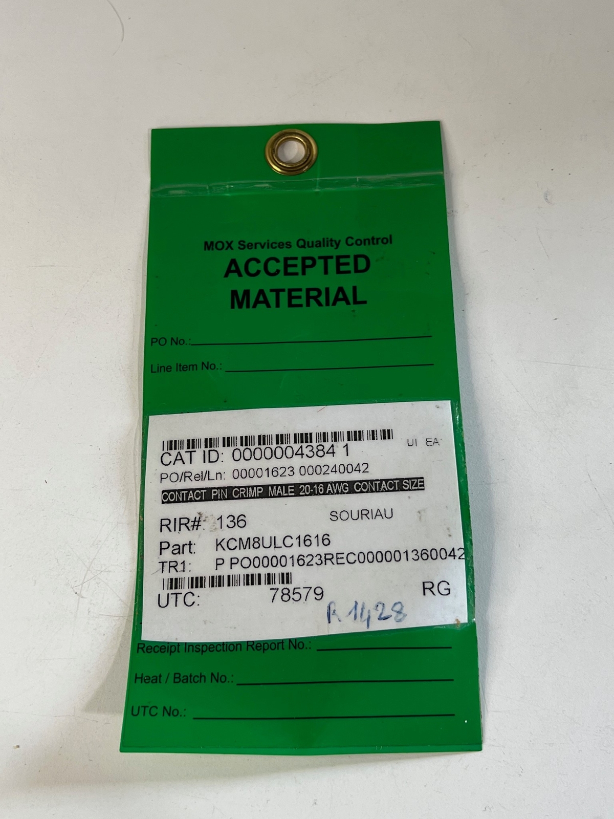 FIFTY (50) SOURIAU Gold-Plated Male Crimp Contact Pin Size-16 16AWG RM16M23K