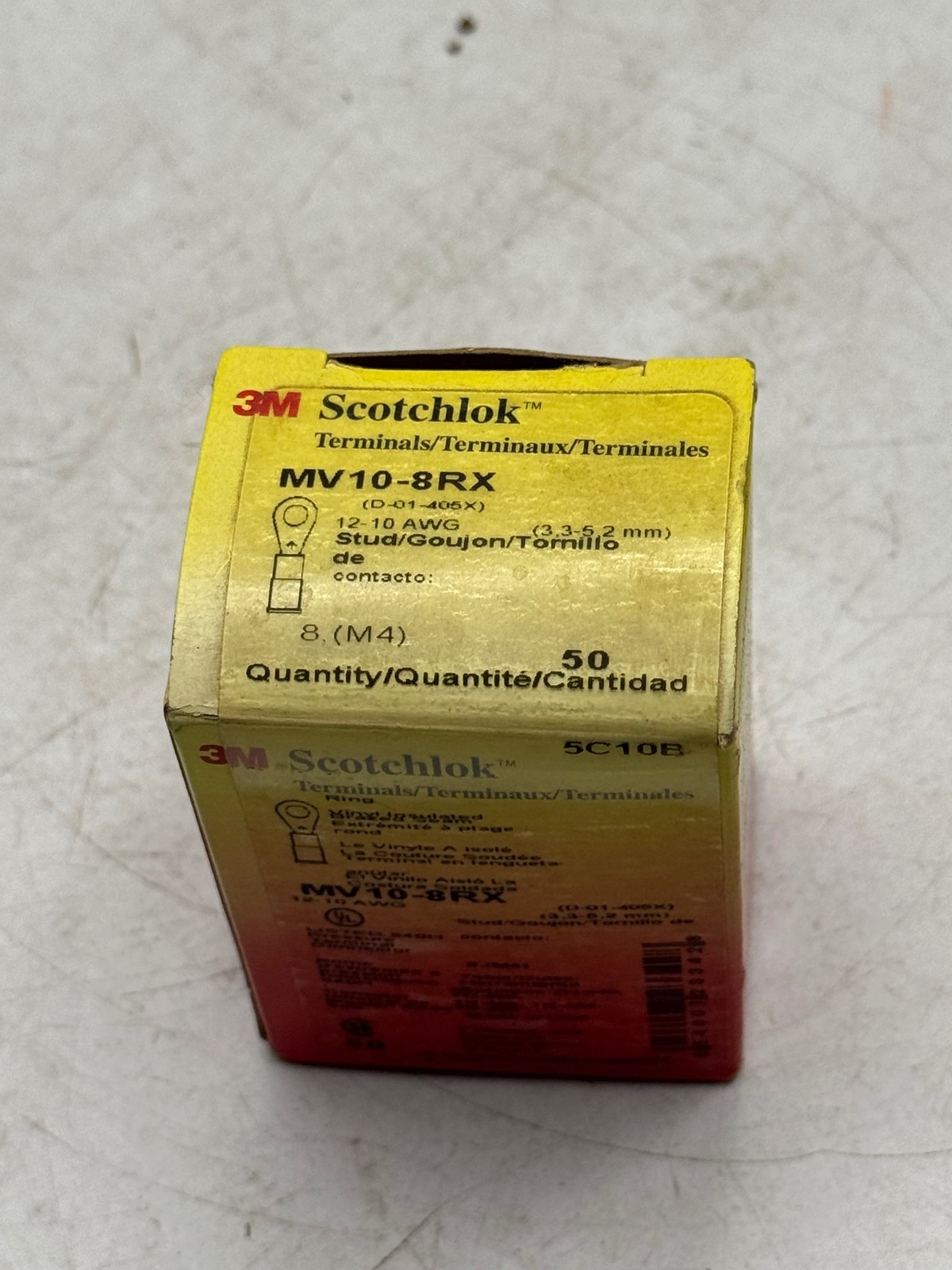 3M Scotchlok MV10-8RX Ring Terminals 12-10 AWG 8 (M4) Yellow Insulated 50pc
