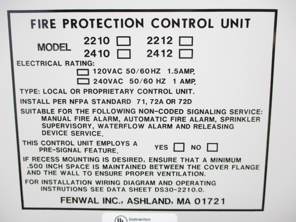 FENWAL FIRE PROTECTION CONTROL UNIT NSNP