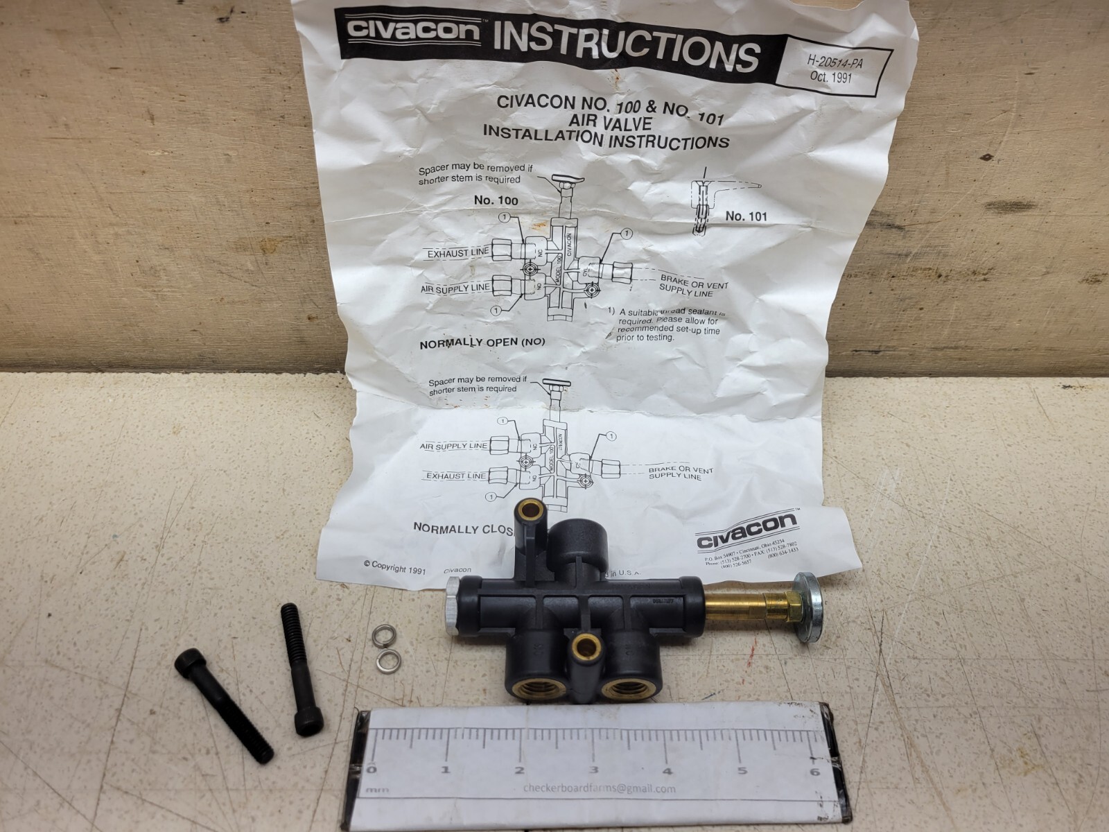 NOS Civacon Model 100 Air Interlock Valve 100-0001 12267067 4810015062637