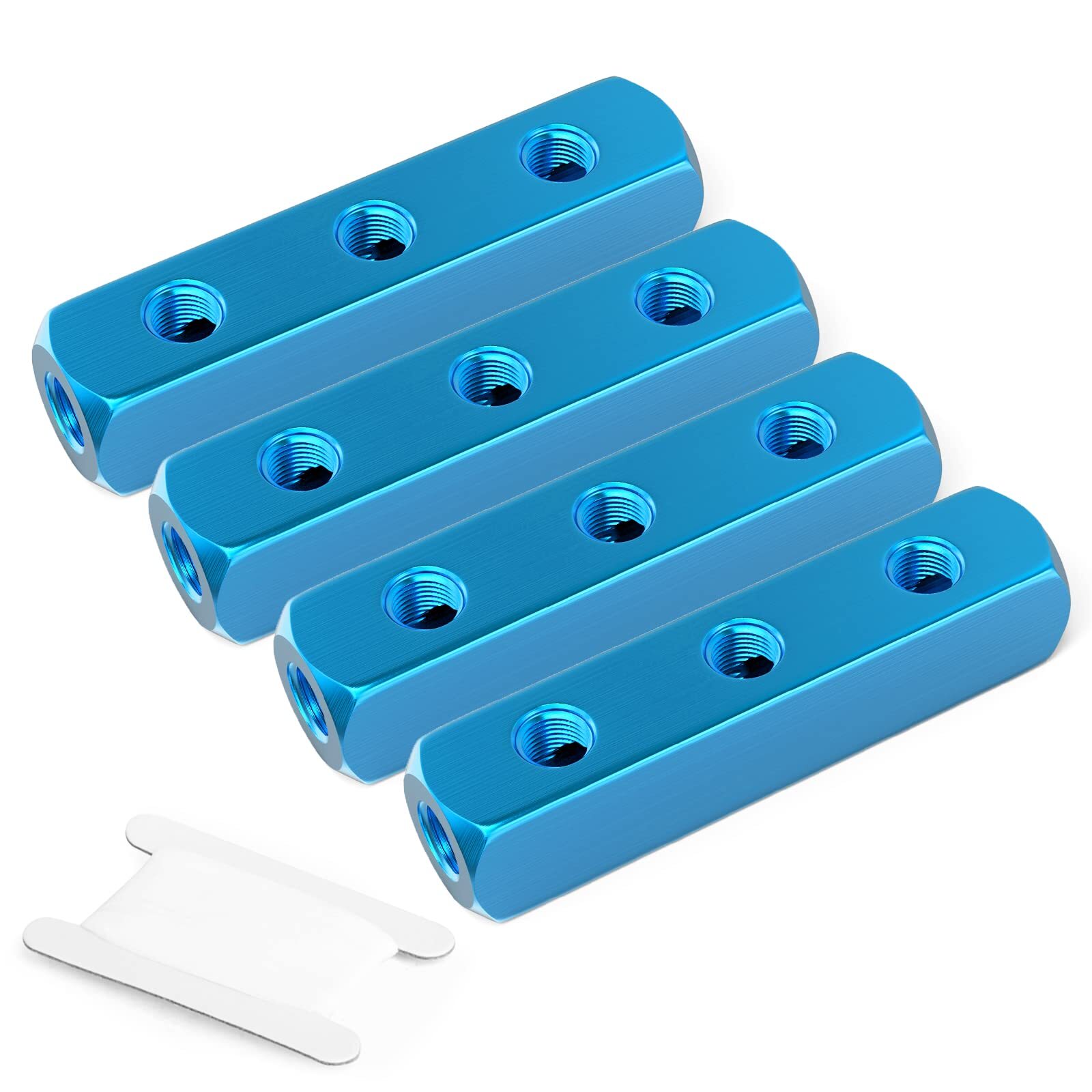 2PCS 3-Way 6-Port Pneumatic Manifold 1/4in Supply 1/4in Output Air Blocks