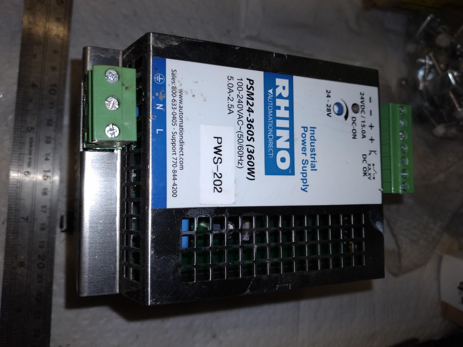 RHINO PSM24-360S 360W 100-240VAC 50/60HZ 5.0A-2.5A