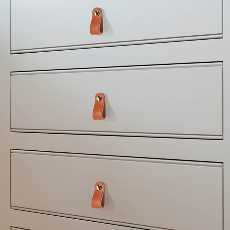 2Pcs Cattlehide Drawer Pulls for Dresser Drawer, Cupboard 96 Hole Center , Brown