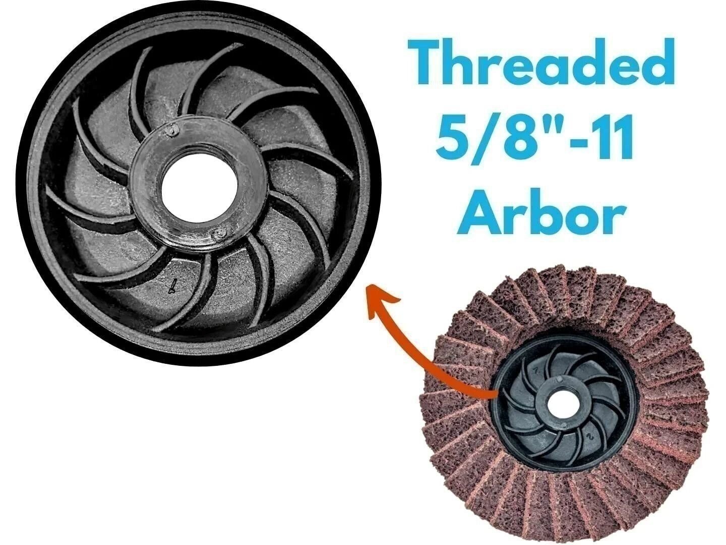 5pk Red Non-Woven Abrasive Flap Disc 4-1/2″ with 5/8-11 Threaded Arbor for…