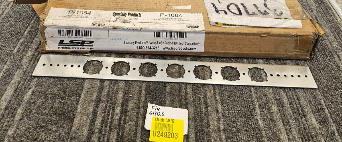 (QTY 10) SPECIALTY PRODUCTS P-1064 Pipe Support Bracket 2 x 20 Galv 1-3/8 Hole