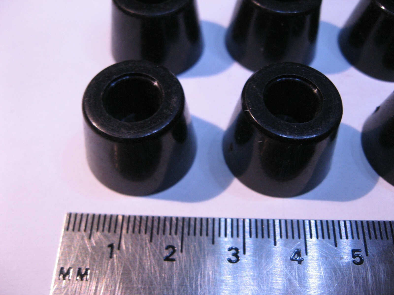 Equipment Foot Feet Black Plastic 20mm Dia x 15mm Tall w. Hole – NOS Qty 8