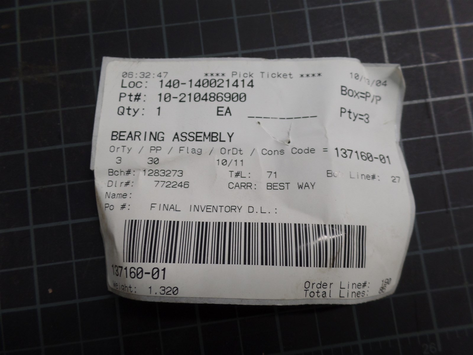 GENUINE TROJAN O&K 10210486900 BEARING ASSEMBLY, TEREX 10-210486900, N.O.S