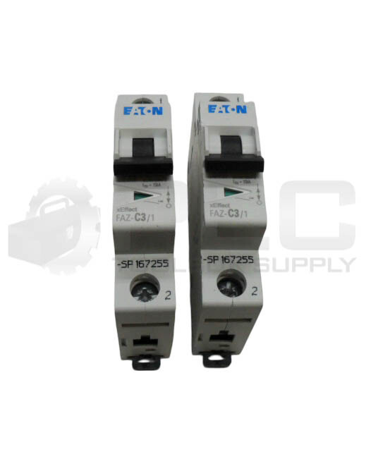 LOT OF 2 NEW EATON FAZ-C3/1 CIRCUIT BREAKER 277VAC 48VDC 3A