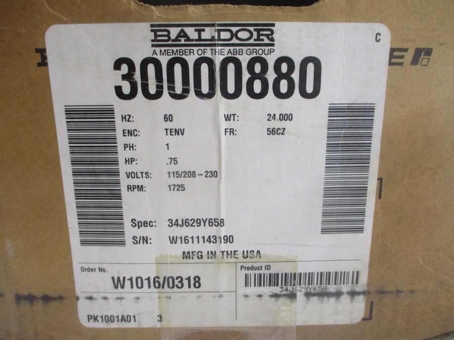 BALDOR 026147 34J629Y658 115/208-230V 13.6/6.3-6.8A NSMP