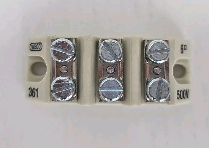 *Lot of 3* WECO 261 Conn Term Blk Euro Ceramic 6* 500V 3 Poles 6 Pines