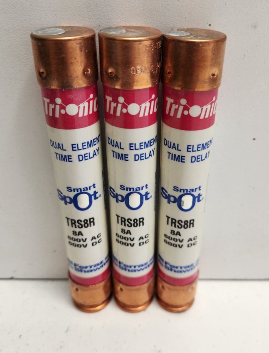 LOT OF 3 NEW NO BOX! FERRAZ SHAWMUT TRI-ONIC 8A 600V RK5 SMART SPOT FUSES TRS8R