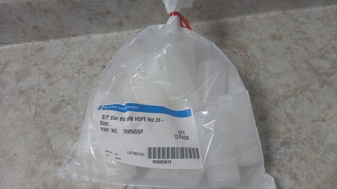 Wheaton 209545 72 Pk 1 Fl Oz Capacity 30 mL Max Fill Volume HDPE Bottle