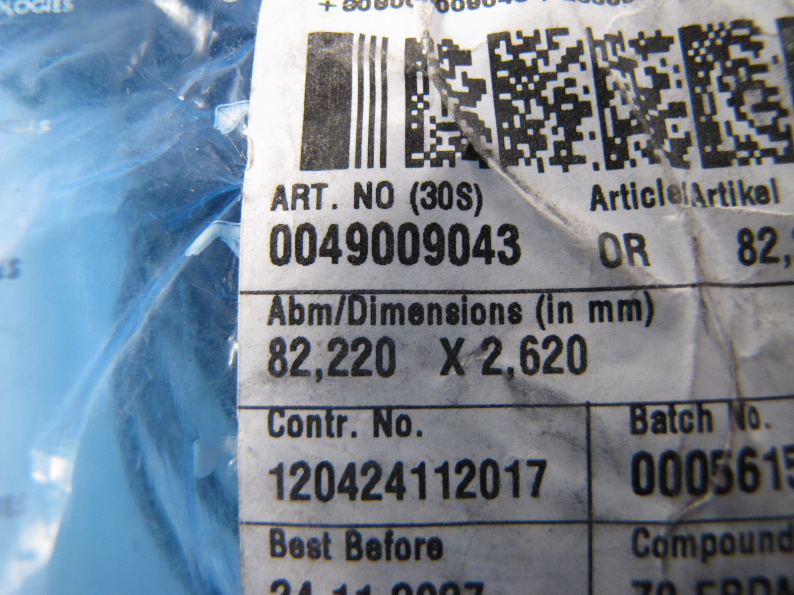 500-pcs Freudenberg 70 EPDM O-Rings 82.22mm x 2.620mm 0049009043 NEW
