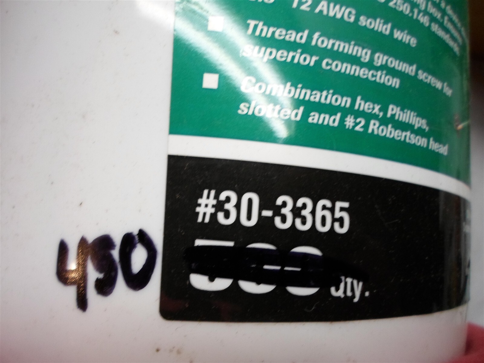 Qty = 450: Ideal 30-3365 12 AWG Solid, 6.5 in. Tail