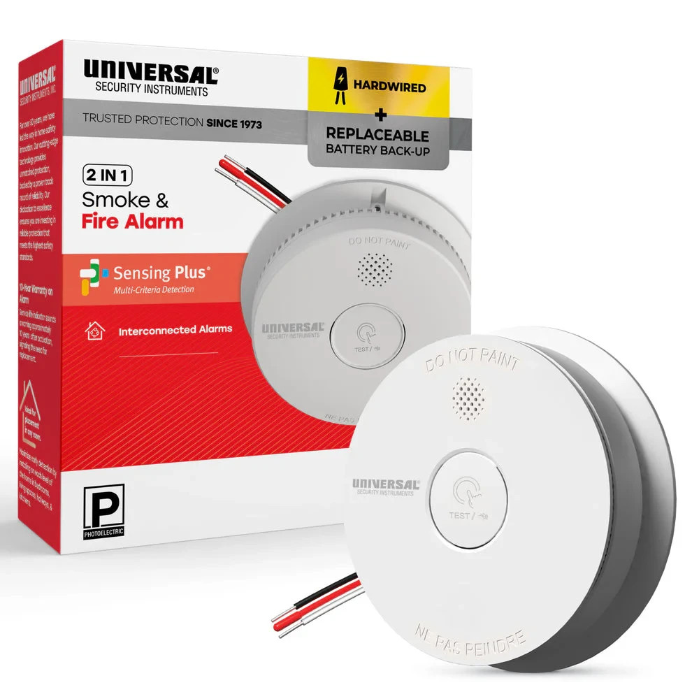 USI Hardwired and 1-Year Battery Backup Smoke Detector with Photoelectric Sensor